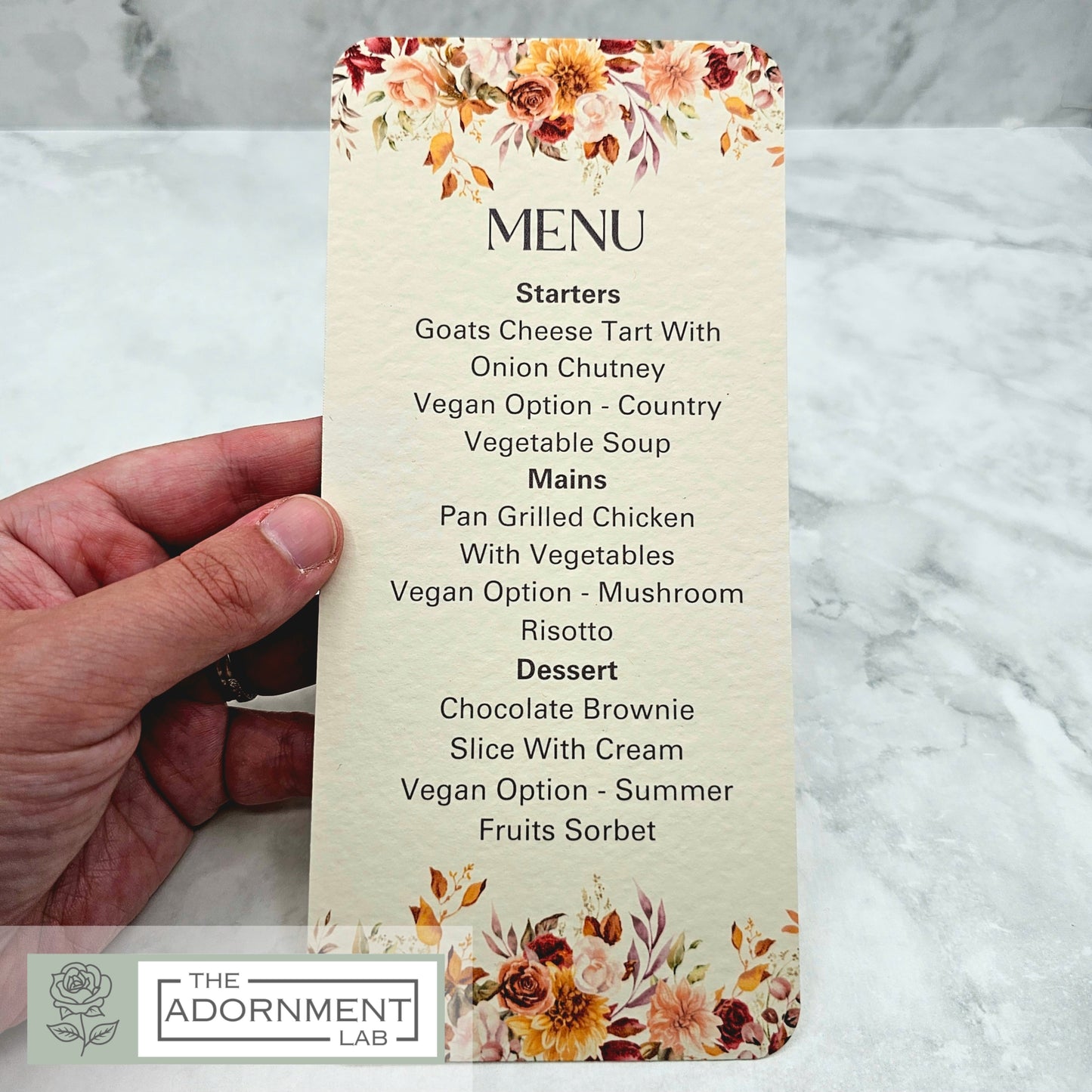Autumn Fall Flowers Design - Slim Menu Cards (With Guests Names)