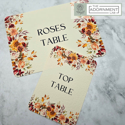 Autumn Fall Flowers Design - Table Name Cards