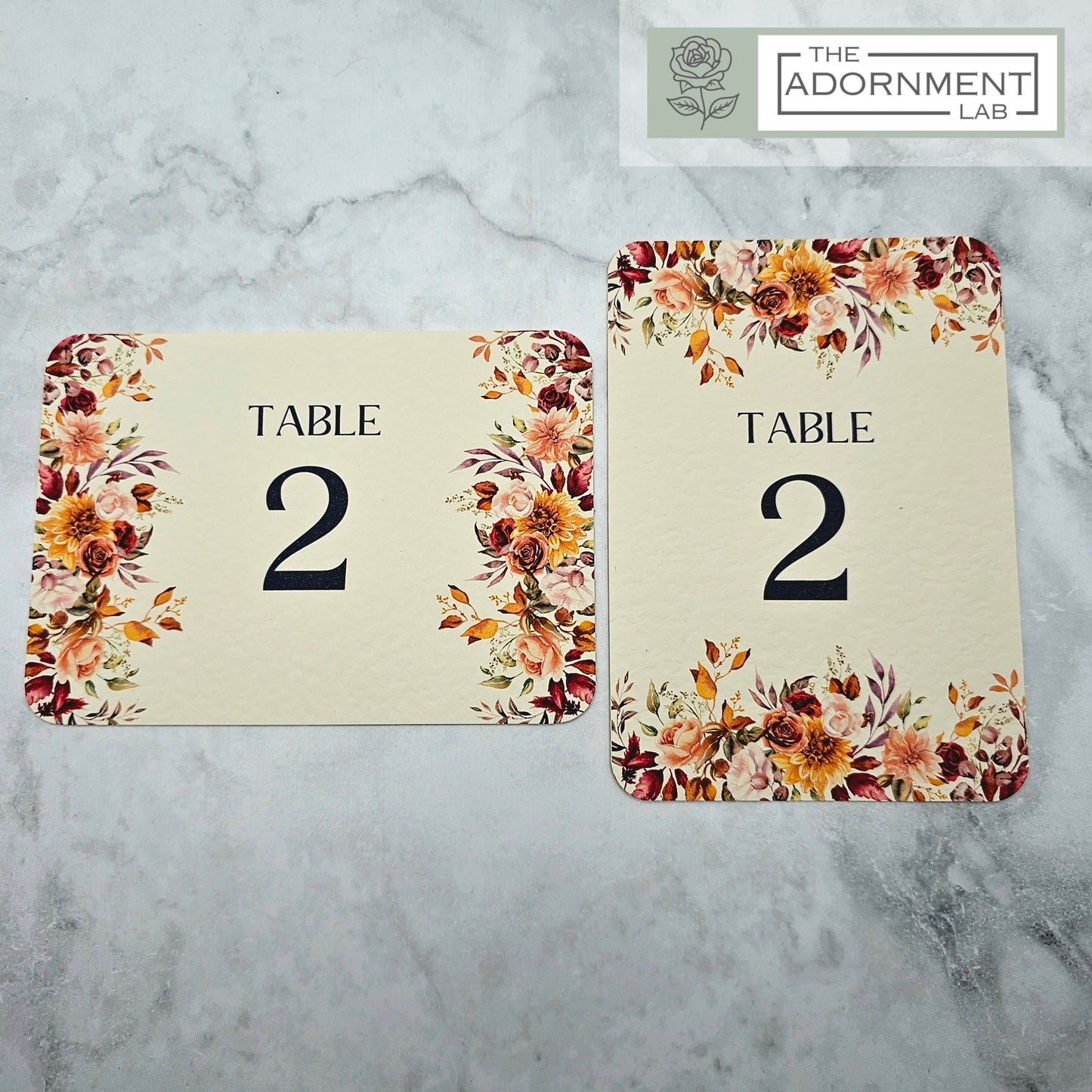 Autumn Fall Flowers Design - Table Number Cards