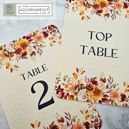 Autumn Fall Flowers Design - Table Name Cards