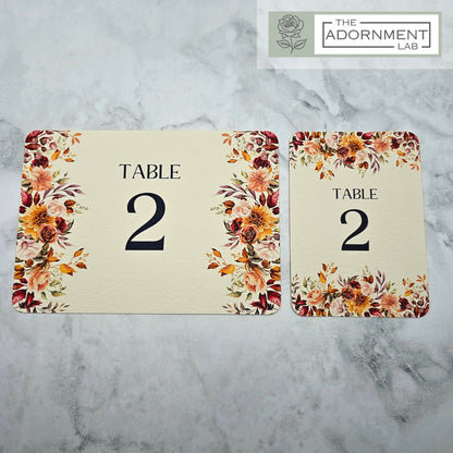 Autumn Fall Flowers Design - Table Number Cards
