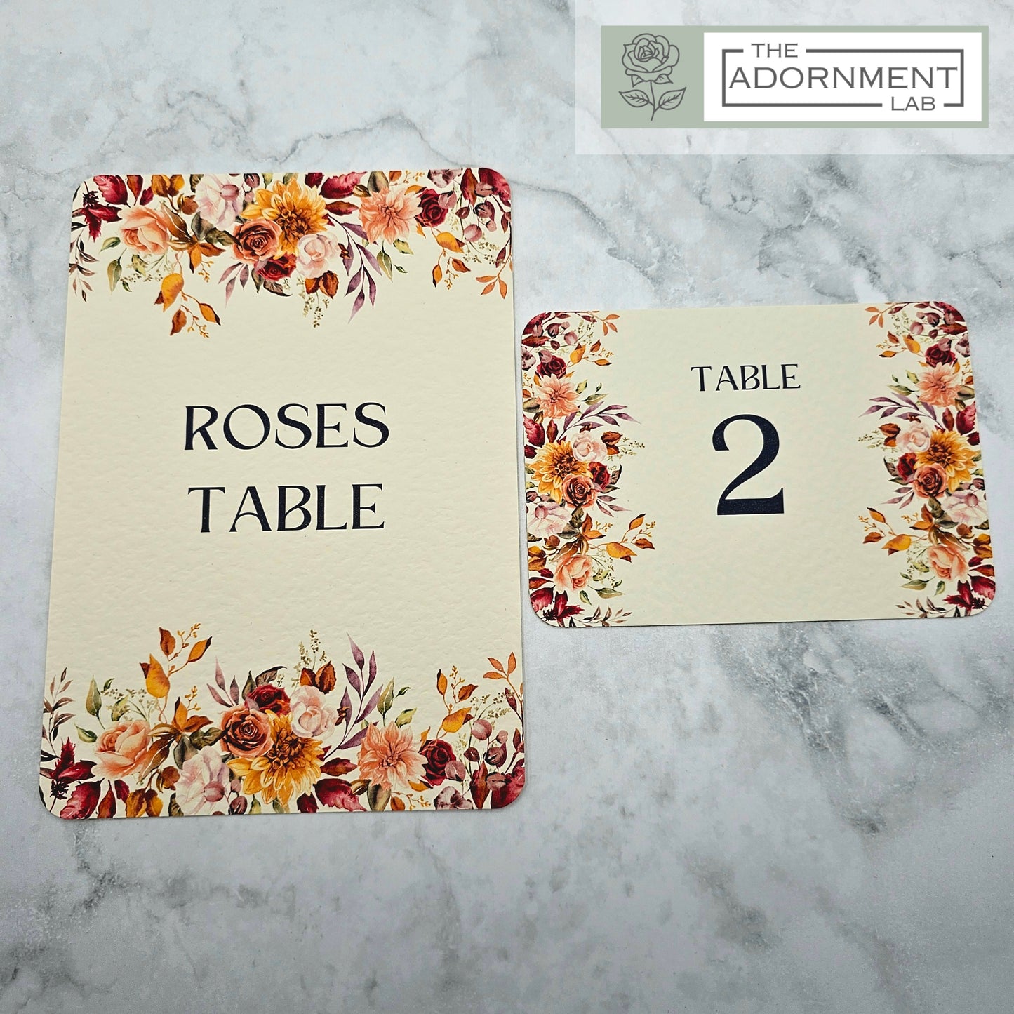Autumn Fall Flowers Design - Table Number Cards