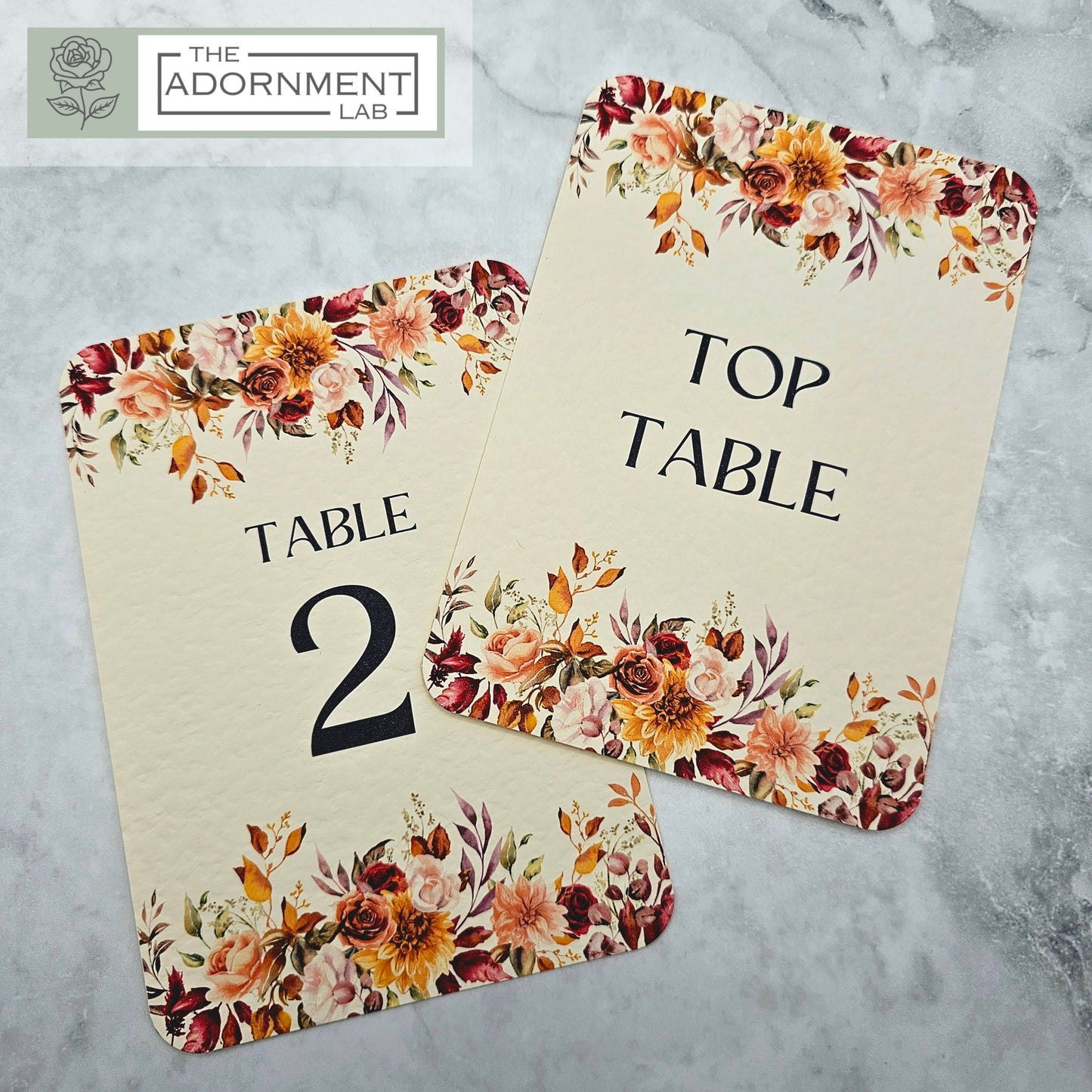 Autumn Fall Flowers Design - Table Number Cards