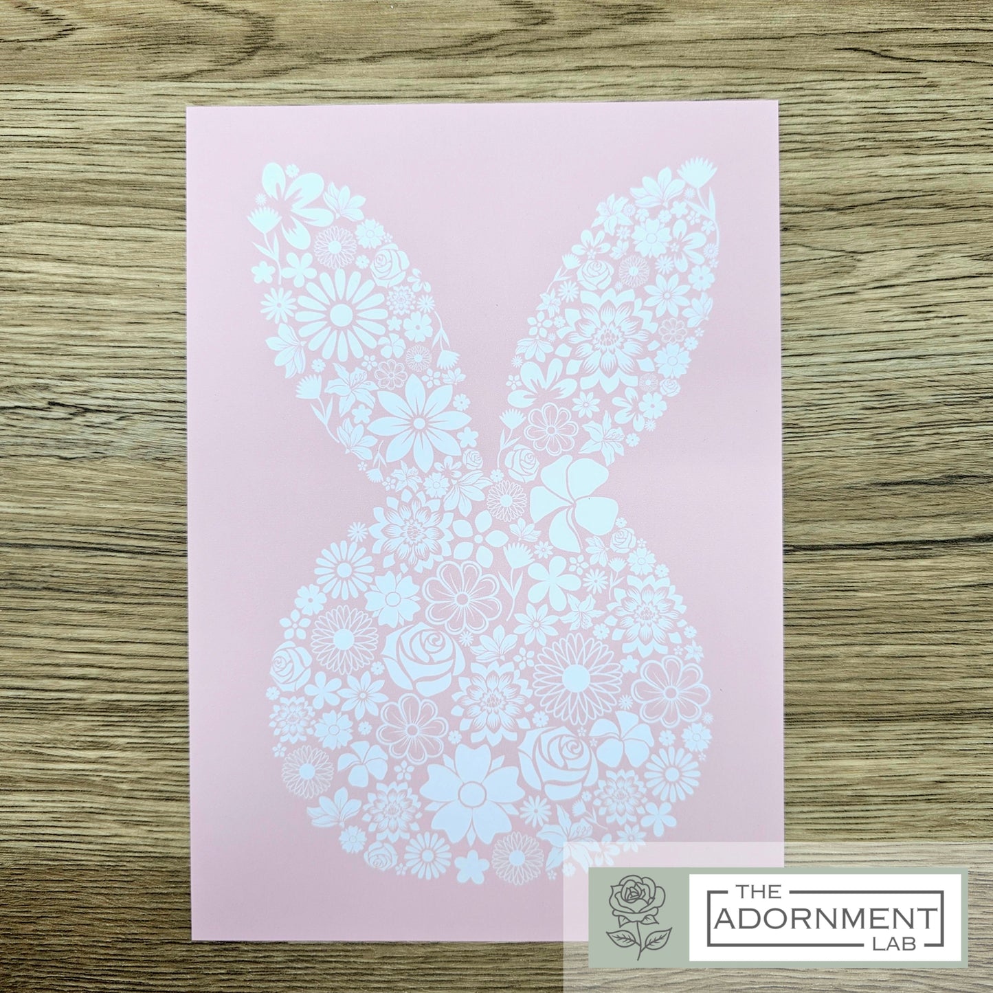 Bunny Bloom Silhouette - A5 Art Print - Peach