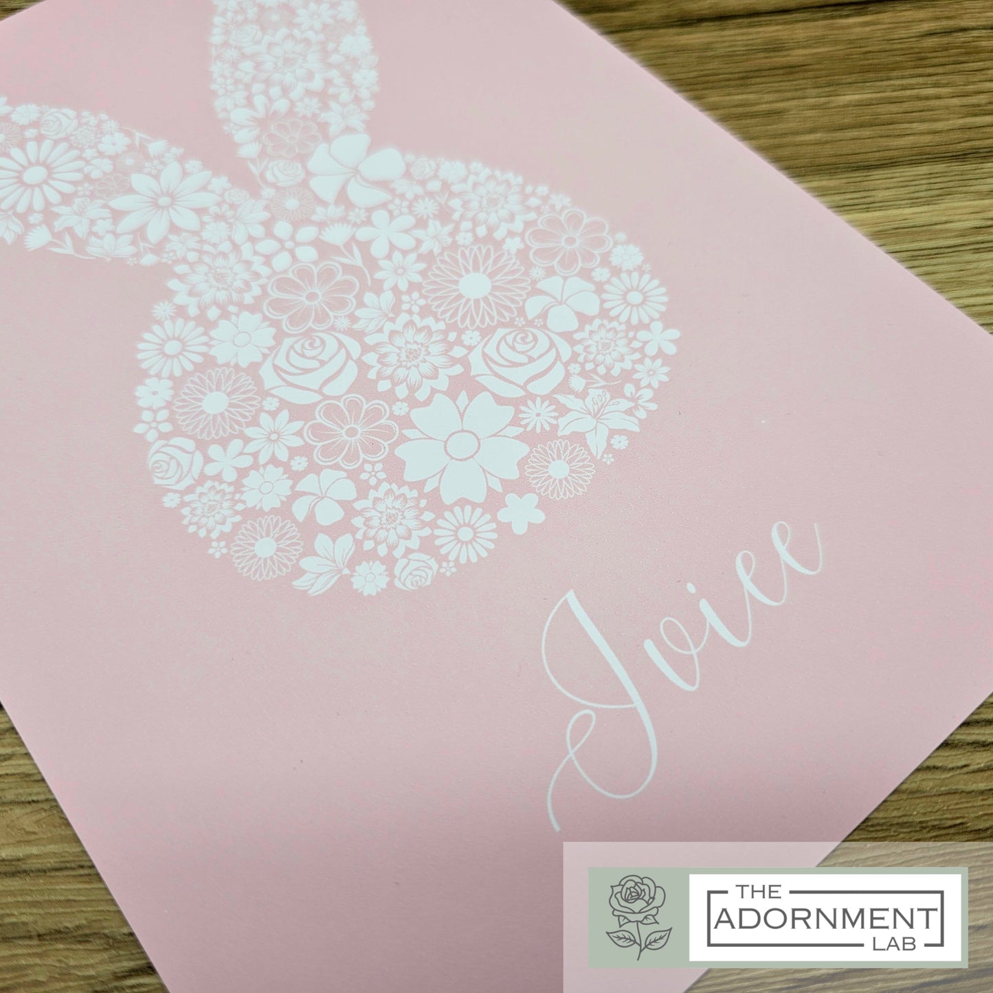 Bunny Bloom Silhouette - A5 Art Print - Peach (Personalised)