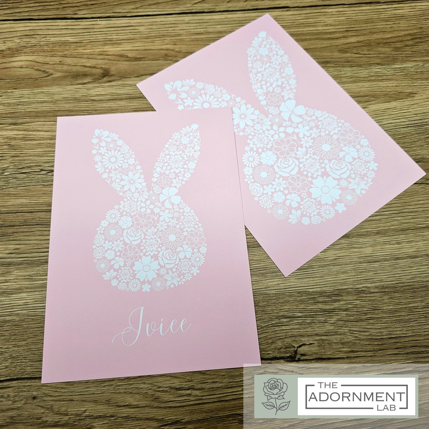 Bunny Bloom Silhouette - A5 Art Print - Peach