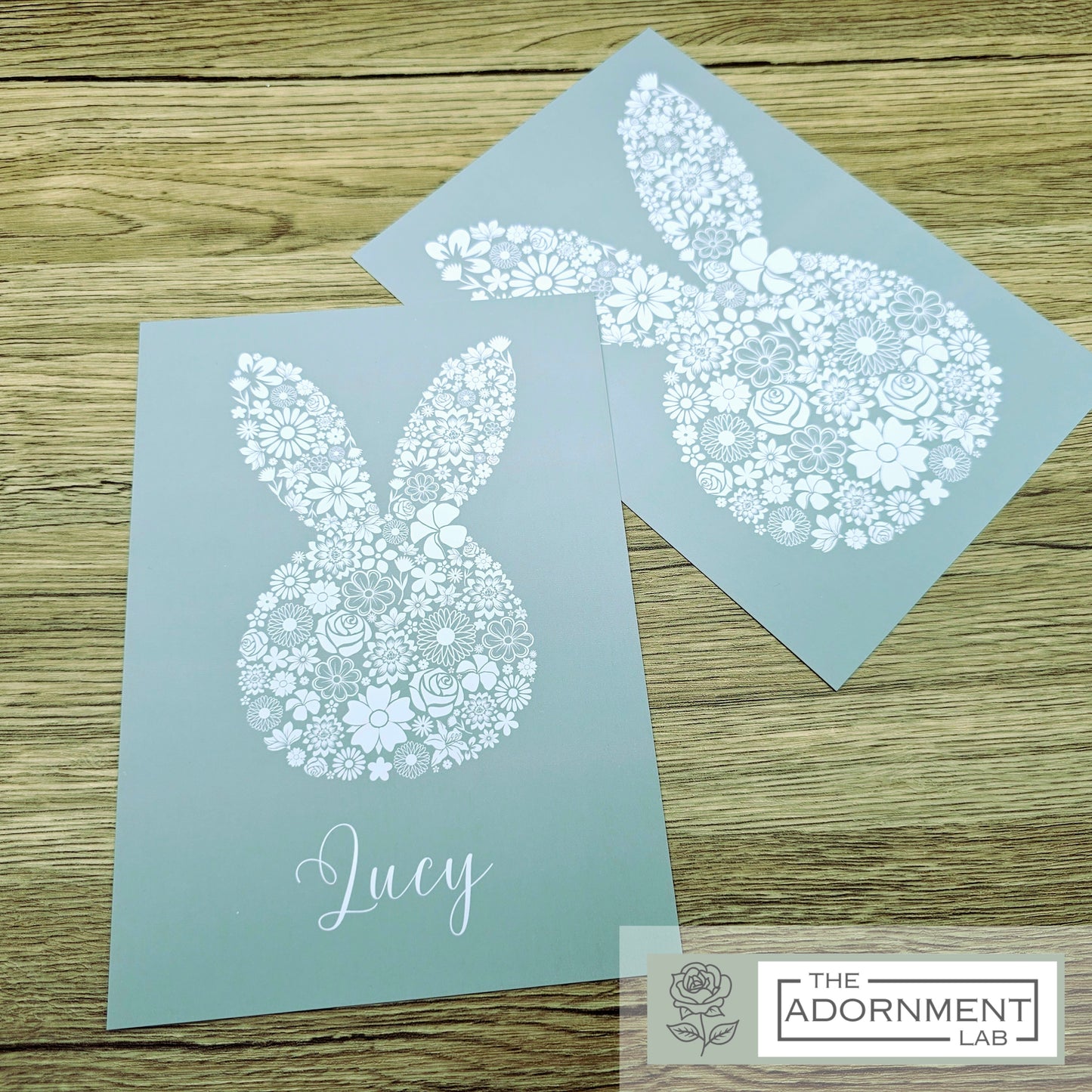 Bunny Bloom Silhouette - A5 Art Print - Peach