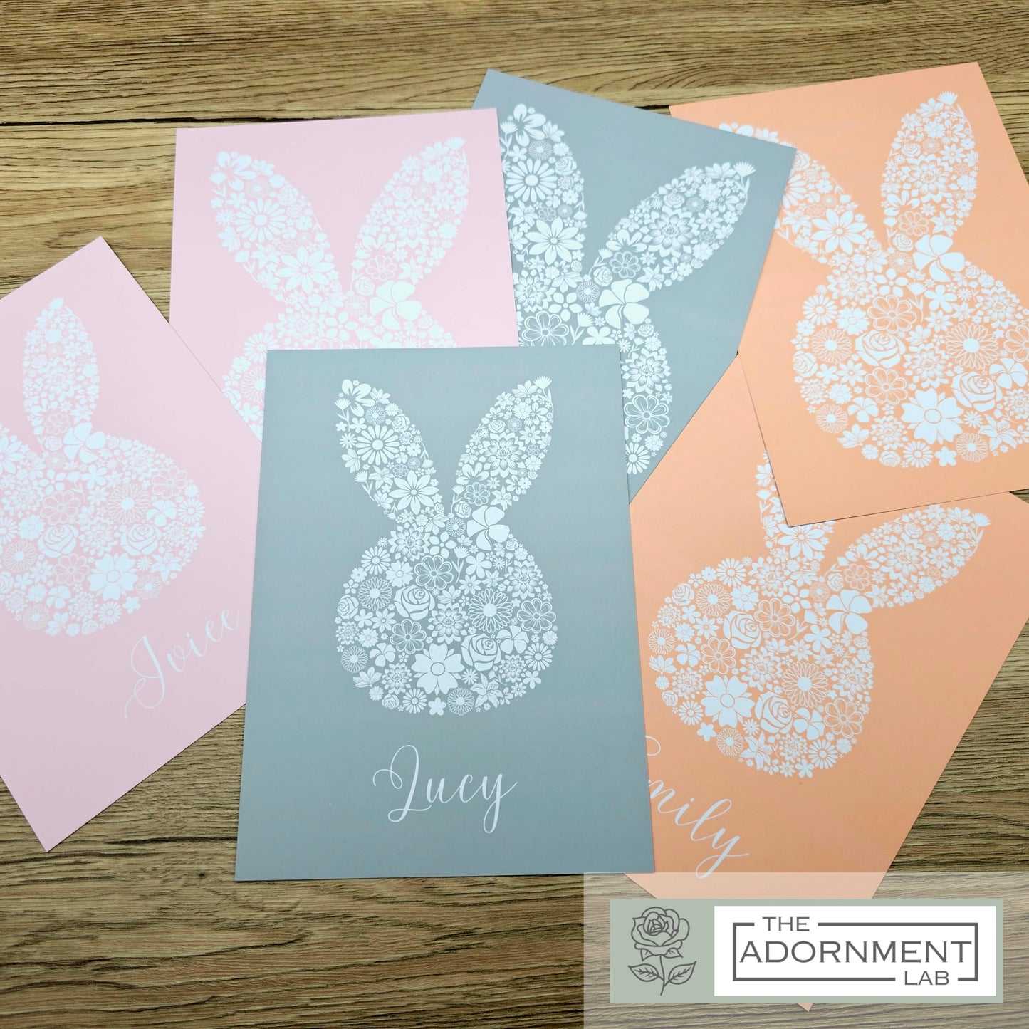 Bunny Bloom Silhouette - A5 Art Print - Peach