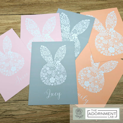 Bunny Bloom Silhouette - A5 Art Print - Peach