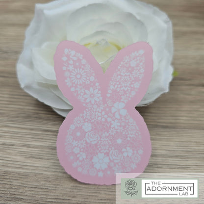 Bunny Bloom Silhouette - Waterproof Vinyl Sticker - Peach