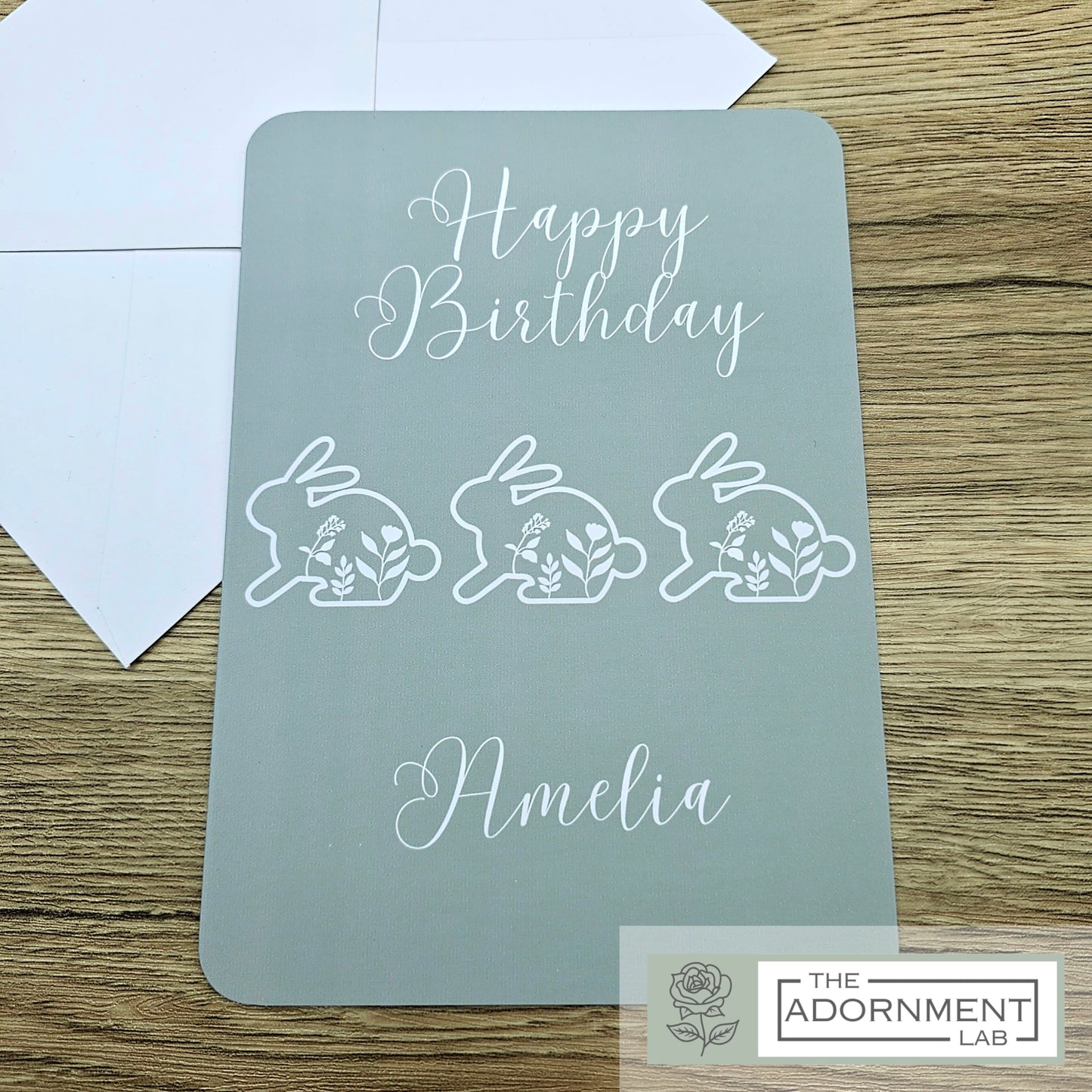 Bunny Bloom - Happy Birthday - Greetings Cards - Pink (Personalised)
