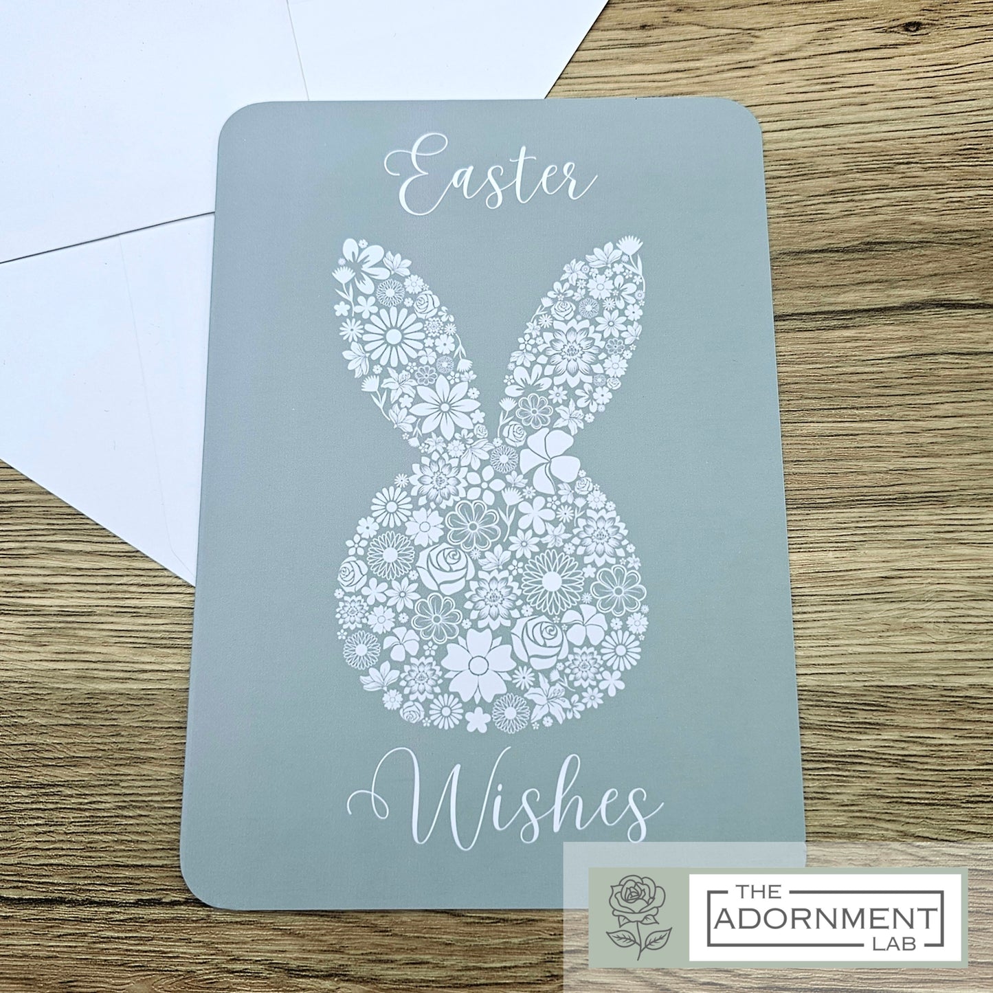 Bunny Bloom Silhouette - Easter Wishes - Greetings Card - Pink