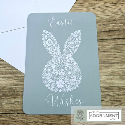 Bunny Bloom Silhouette - Easter Wishes - Greetings Card - Pink