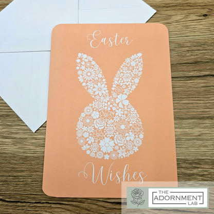 Bunny Bloom Silhouette - Easter Wishes - Greetings Card - Pink