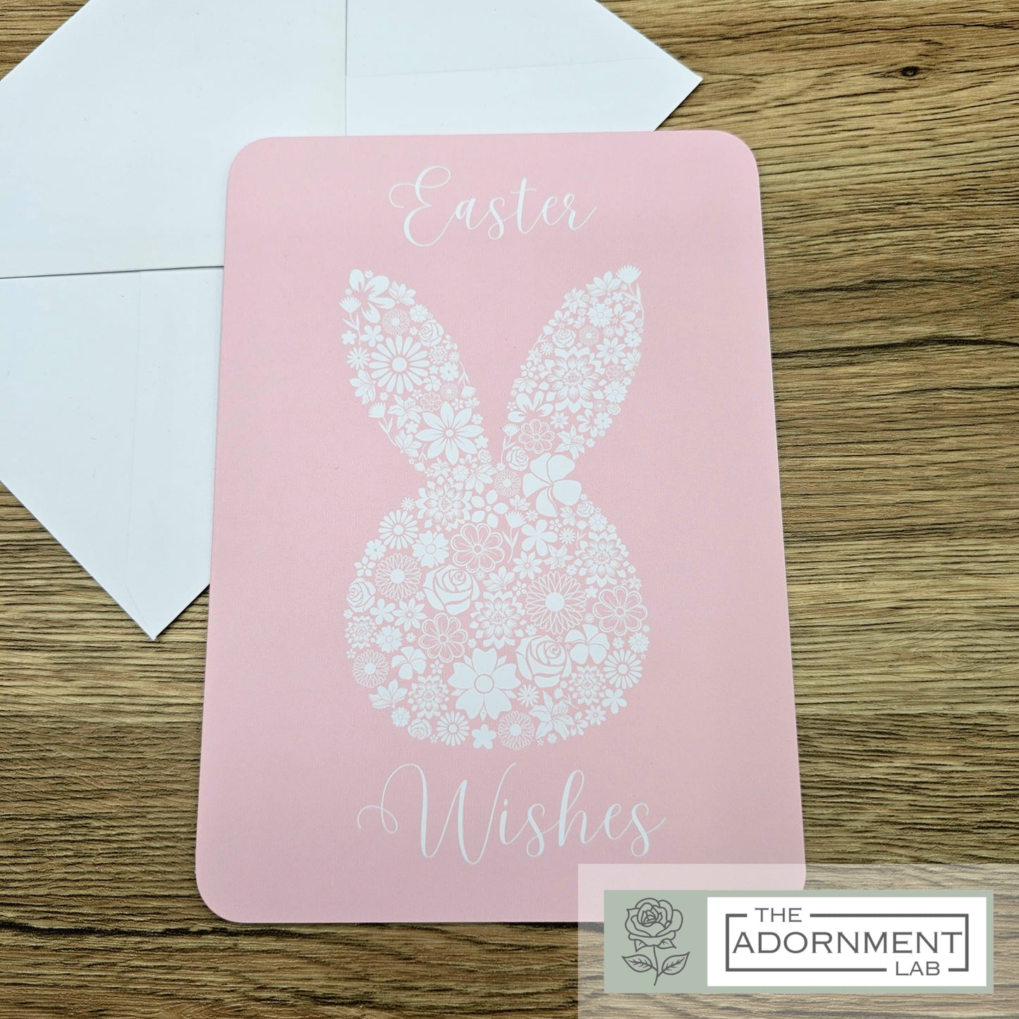 Bunny Bloom Silhouette - Easter Wishes - Greetings Card - Pink
