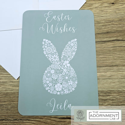 Bunny Bloom Silhouette - Easter Wishes - Greetings Card - Pink (Personalised)