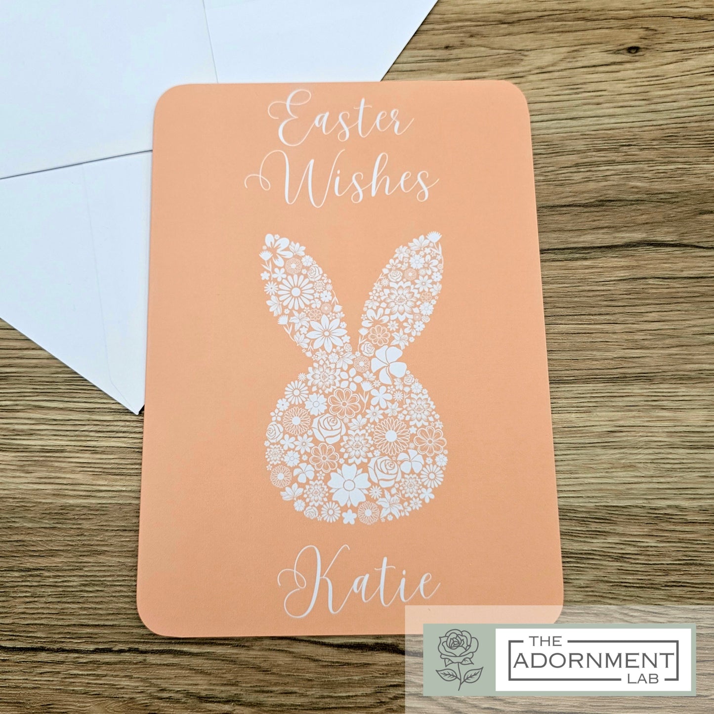 Bunny Bloom Silhouette - Easter Wishes - Greetings Card - Pink (Personalised)