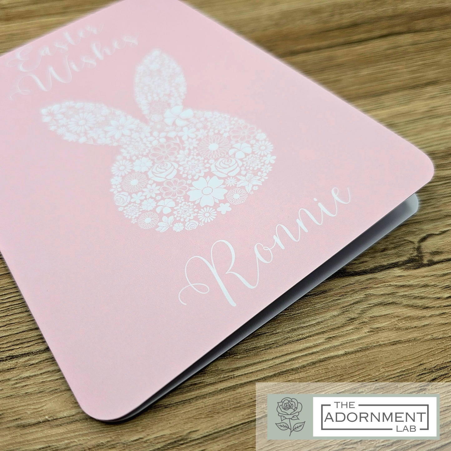 Bunny Bloom Silhouette - Easter Wishes - Greetings Card - Pink (Personalised)
