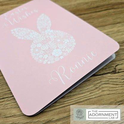 Bunny Bloom Silhouette - Easter Wishes - Greetings Card - Pink (Personalised)