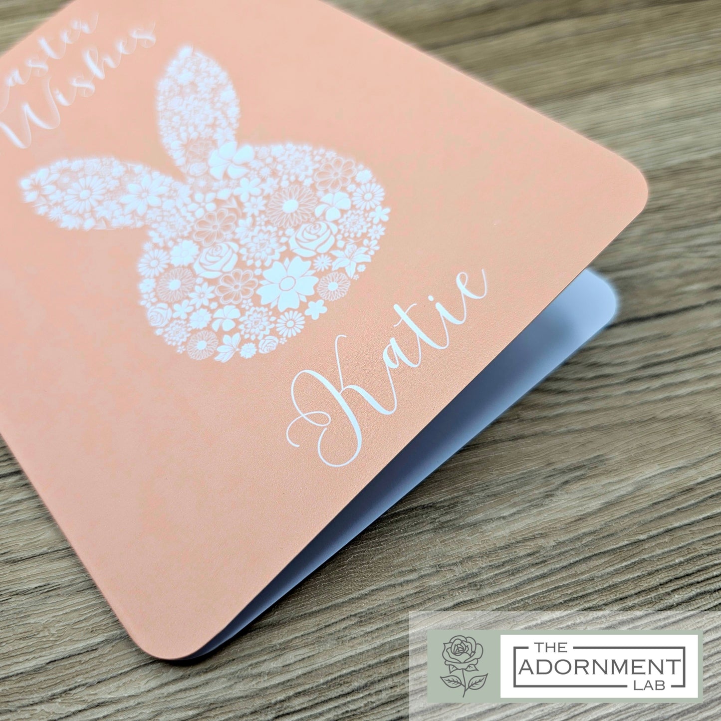 Bunny Bloom Silhouette - Easter Wishes - Greetings Card - Pink (Personalised)