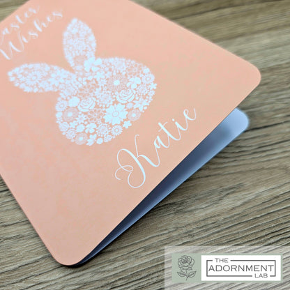 Bunny Bloom Silhouette - Easter Wishes - Greetings Card - Pink (Personalised)