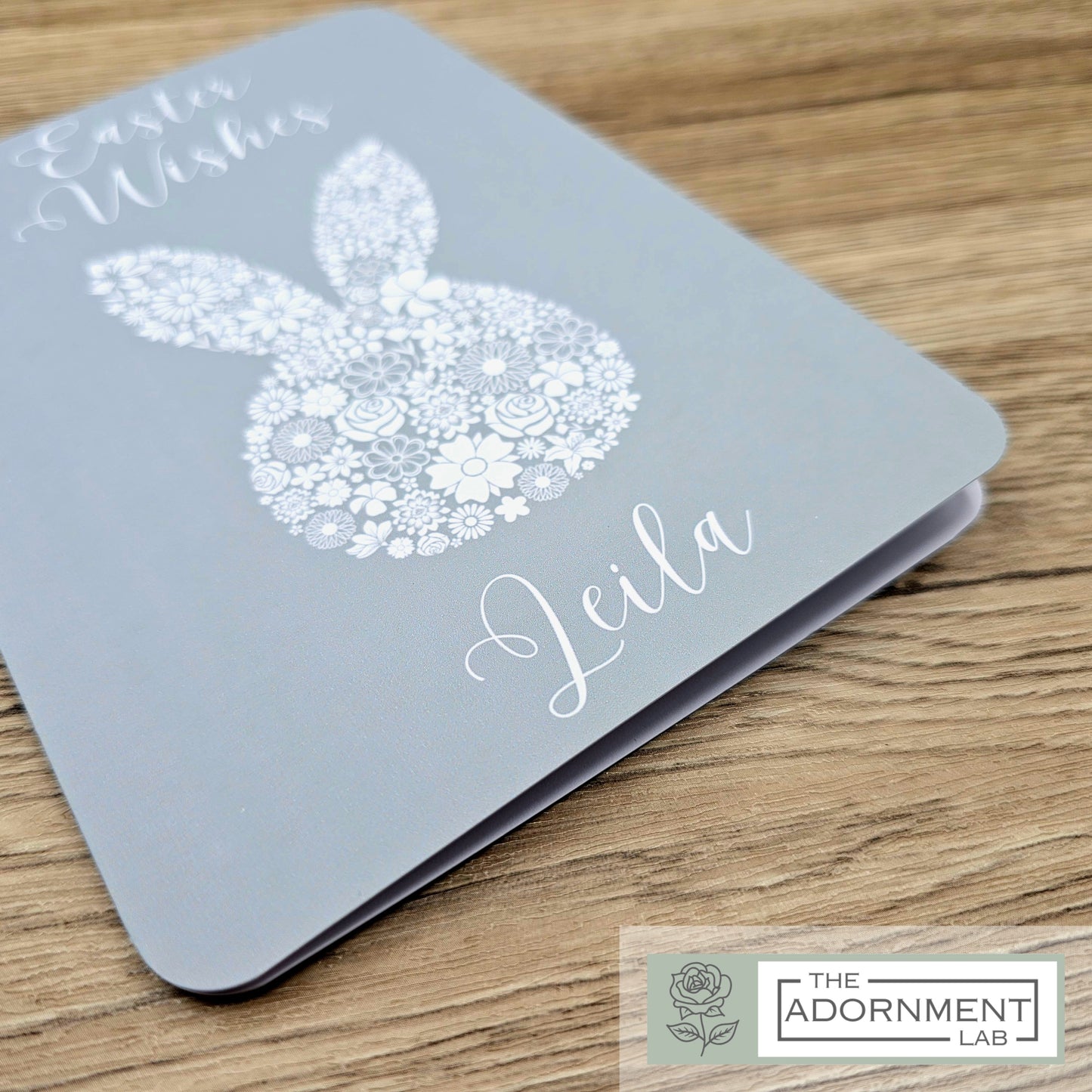 Bunny Bloom Silhouette - Easter Wishes - Greetings Card - Pink (Personalised)