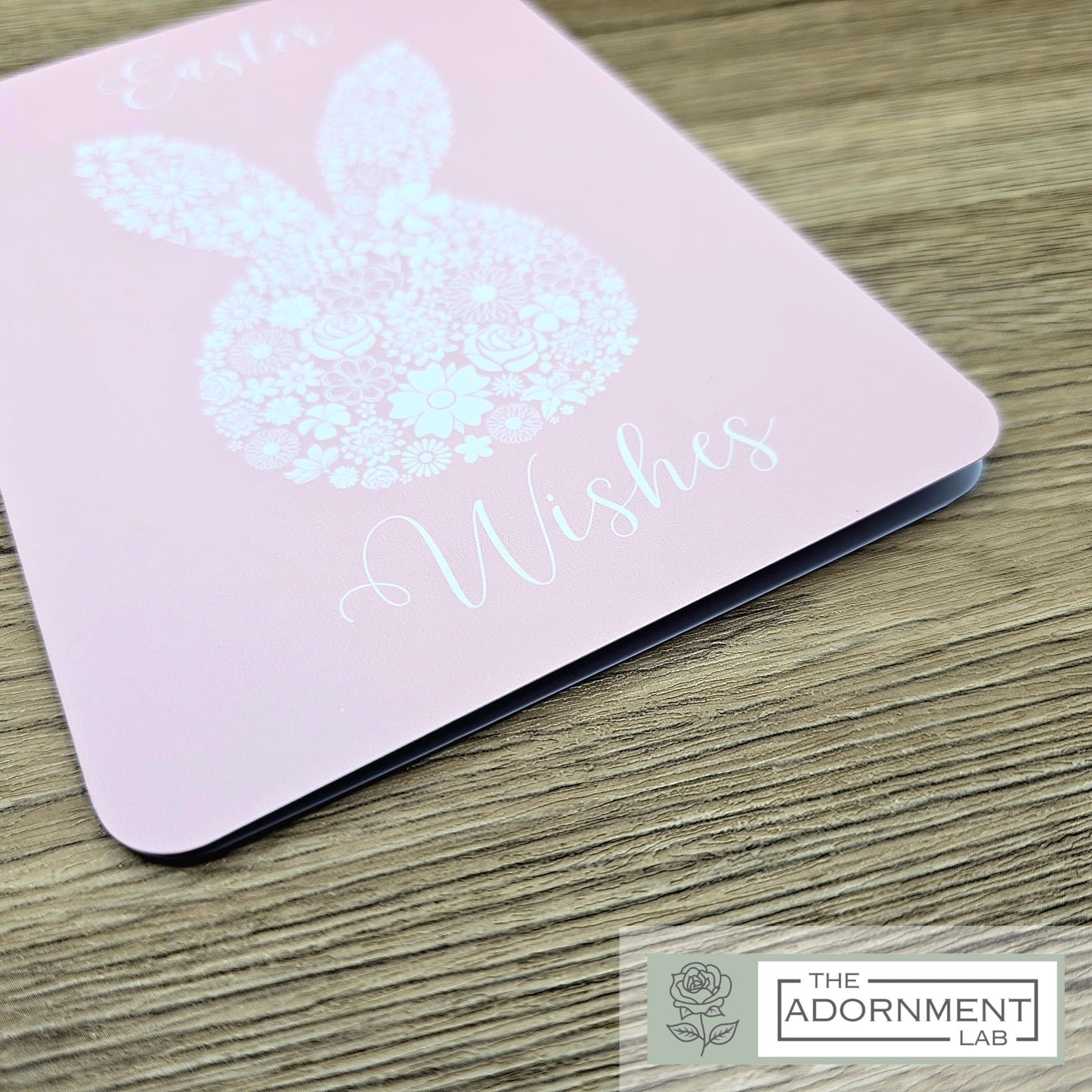 Bunny Bloom Silhouette - Easter Wishes - Greetings Card - Pink