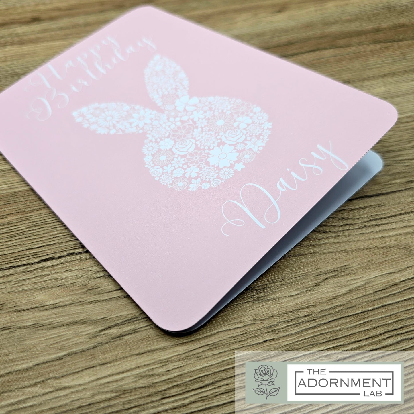 Bunny Bloom Silhouette - Happy Birthday - Greetings Cards - Sage (Personalised)