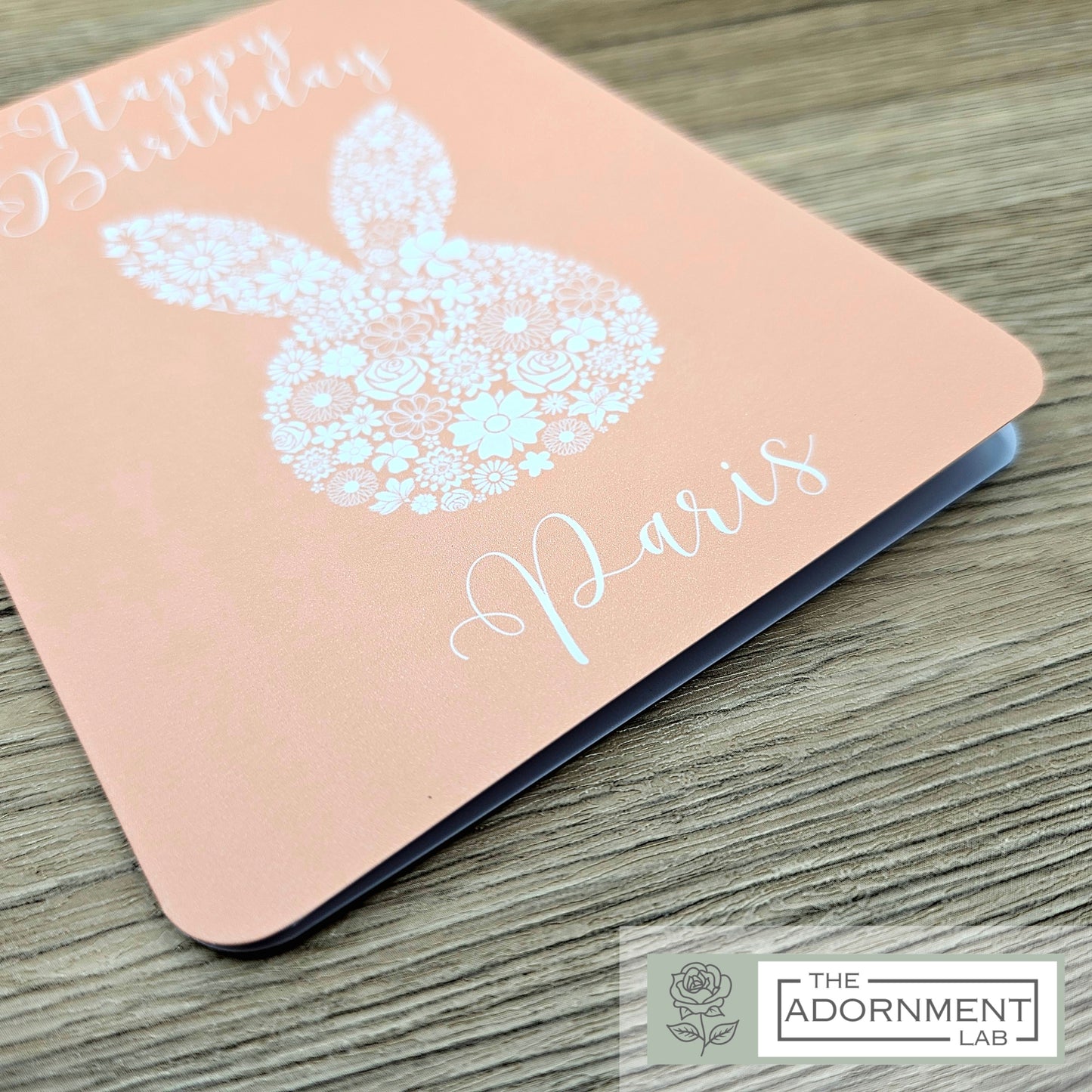 Bunny Bloom Silhouette - Happy Birthday - Greetings Cards - Sage (Personalised)