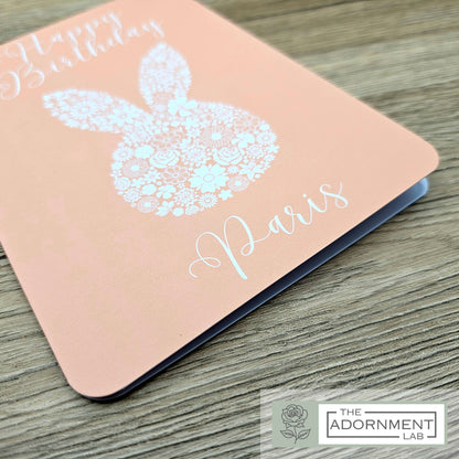 Bunny Bloom Silhouette - Happy Birthday - Greetings Cards - Sage (Personalised)