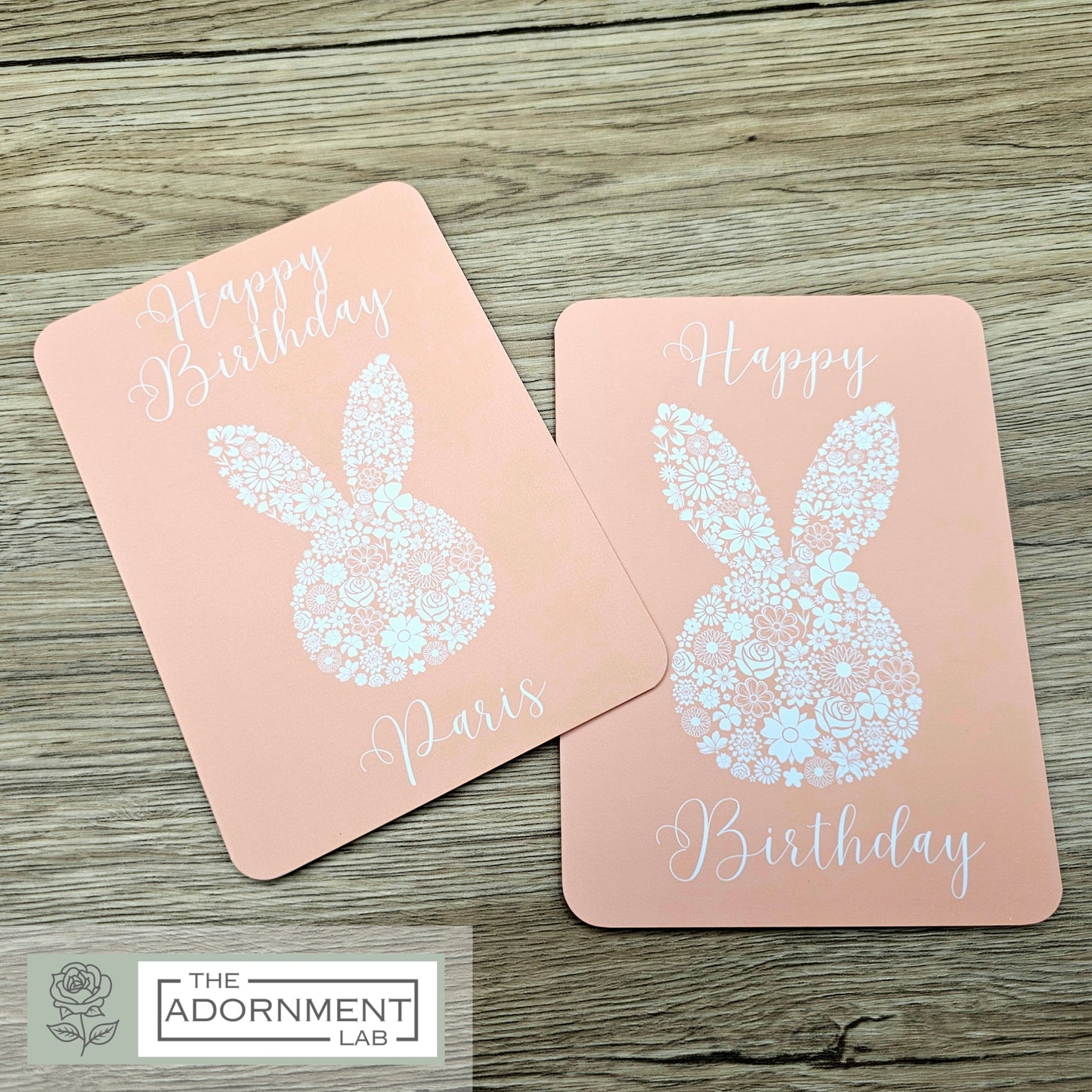 Bunny Bloom Silhouette - Happy Birthday - Greetings Cards - Sage (Personalised)
