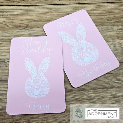 Bunny Bloom Silhouette - Happy Birthday - Greetings Cards - Sage (Personalised)