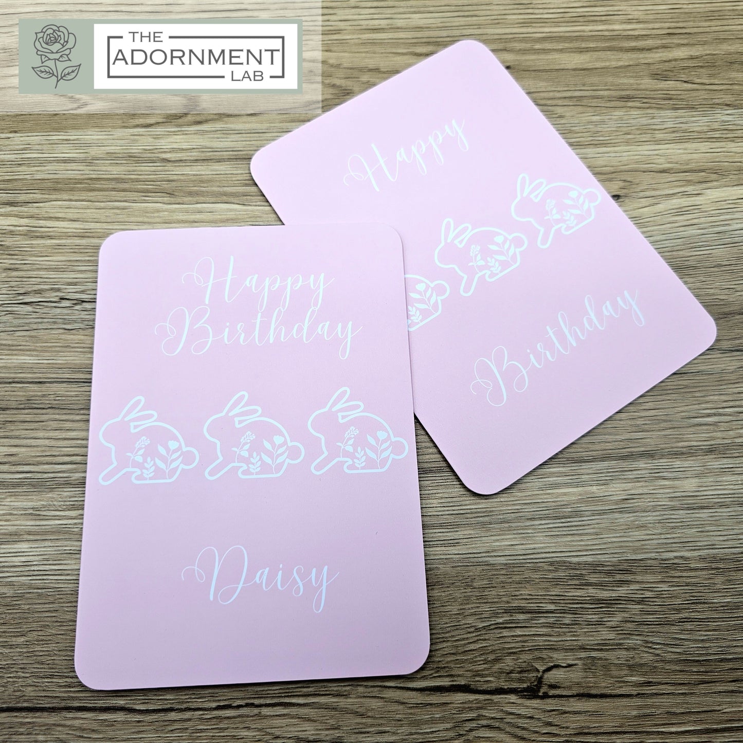 Bunny Bloom - Happy Birthday - Greetings Cards - Peach (Personalised)