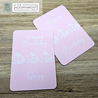 Bunny Bloom - Happy Birthday - Greetings Cards - Peach (Personalised)