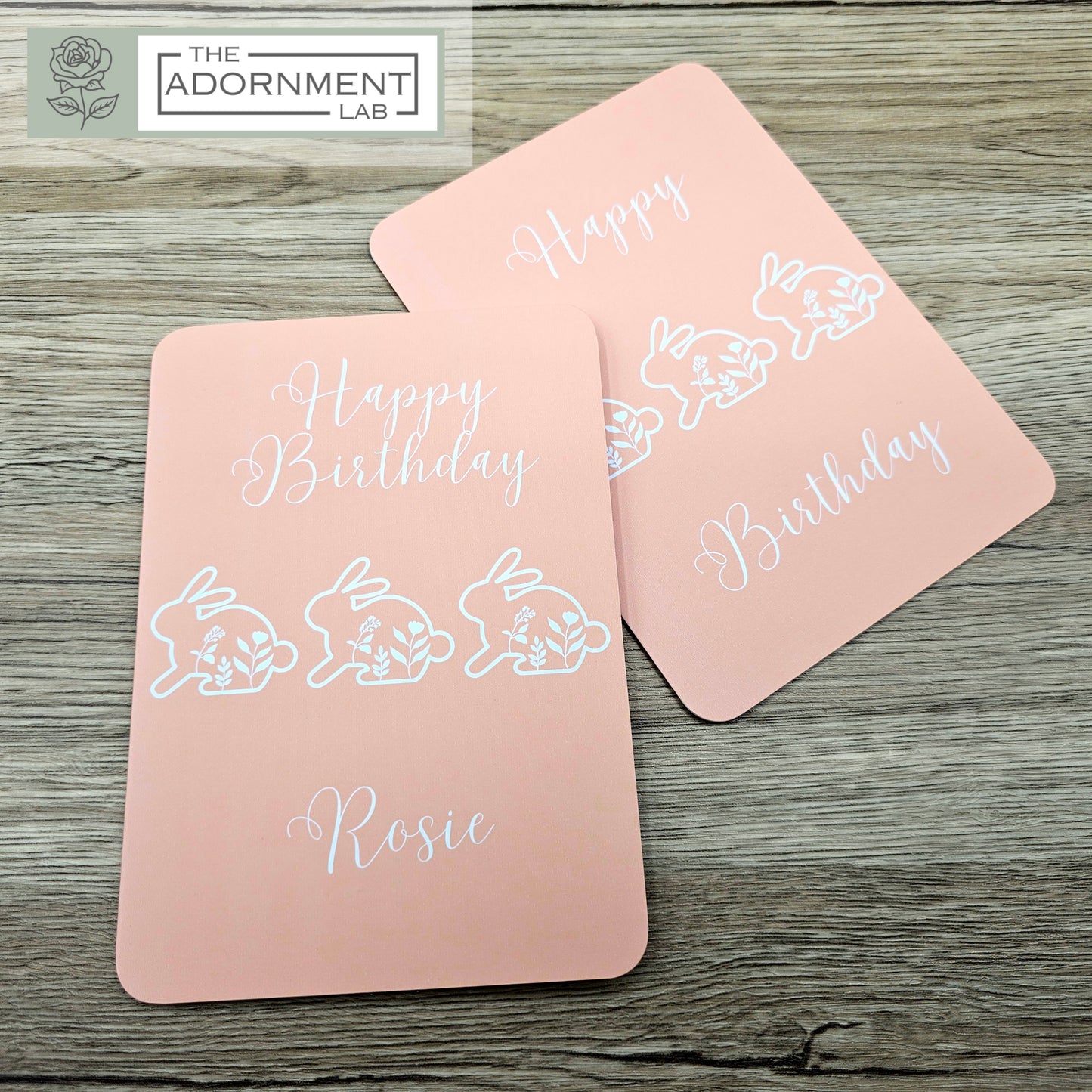 Bunny Bloom - Happy Birthday - Greetings Cards - Peach (Personalised)