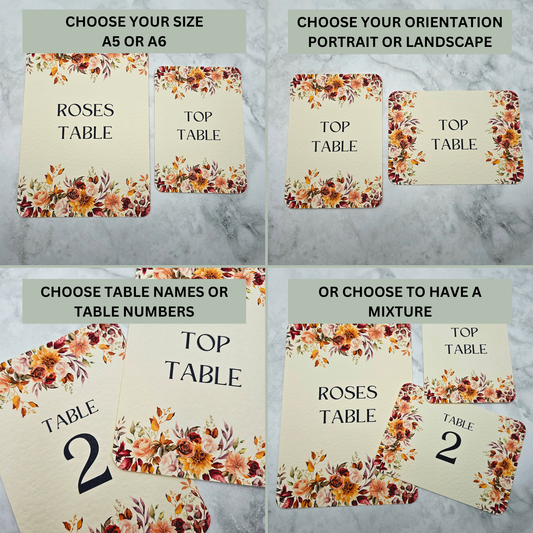 Autumn Fall Flowers Design - Table Name Cards