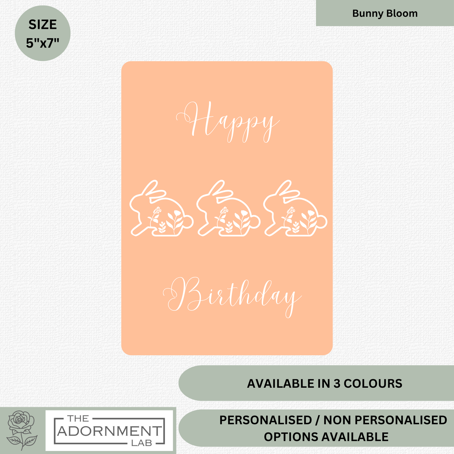 Bunny Bloom - Happy Birthday - Greetings Cards - Peach