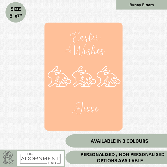 Bunny Bloom - Easter Wishes - Greetings Card - Peach (Personalised)