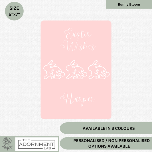 Bunny Bloom - Easter Wishes - Greetings Card - Pink (Personalised)
