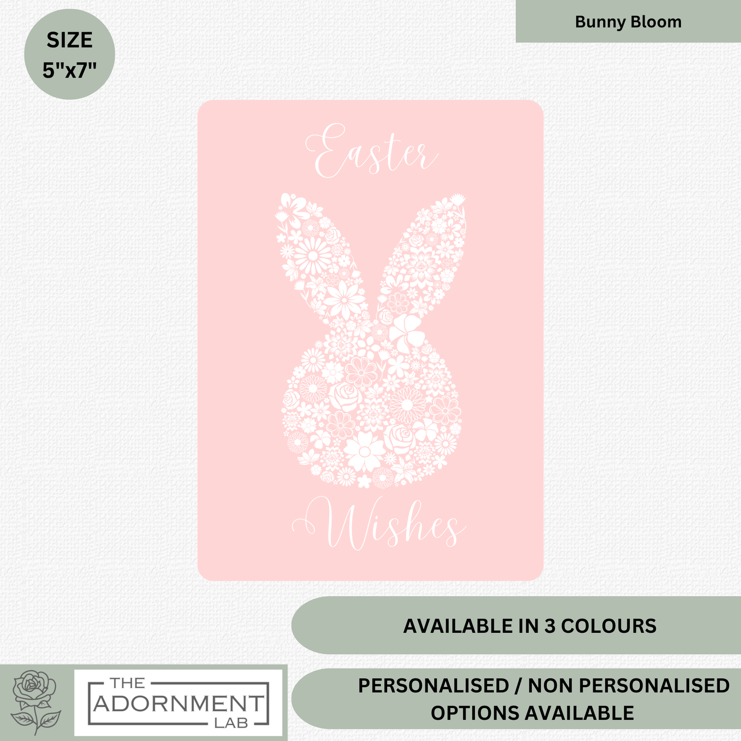 Bunny Bloom Silhouette - Easter Wishes - Greetings Card - Pink