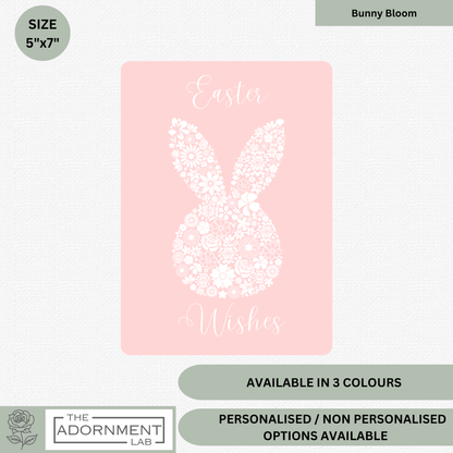 Bunny Bloom Silhouette - Easter Wishes - Greetings Card - Pink