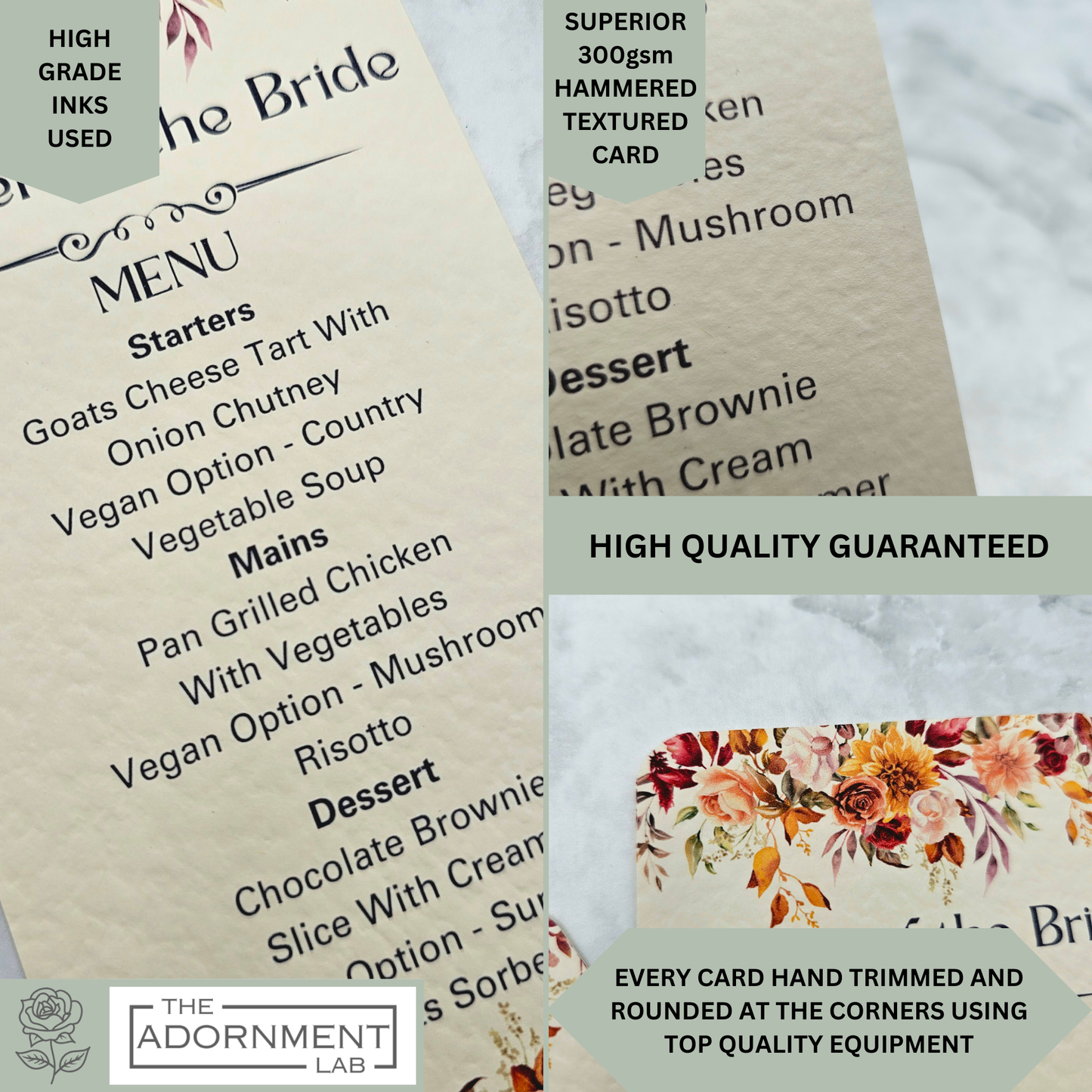 Autumn Fall Flowers - Slim Menu Place Card