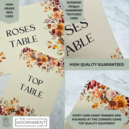 Autumn Fall Flowers Design - Table Name Cards