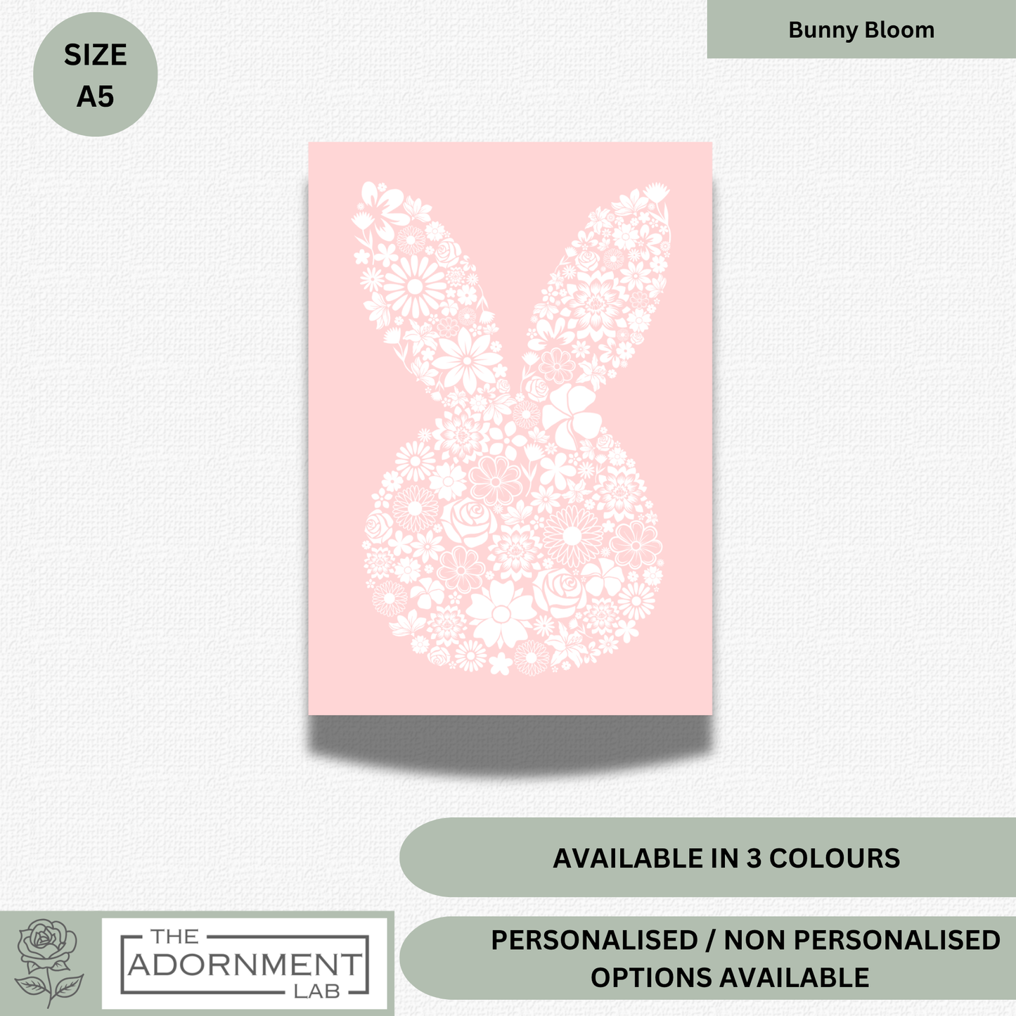 Bunny Bloom Silhouette - A5 Art Print - Pink