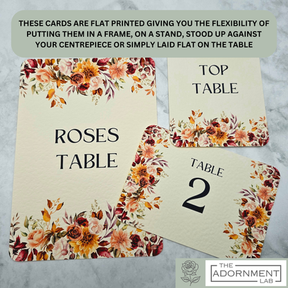 Autumn Fall Flowers Design - Table Name Cards