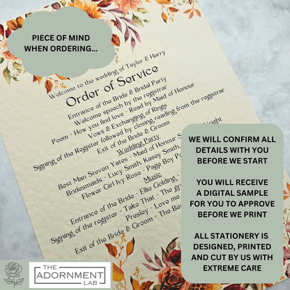 Autumn Fall Flowers Design - Order of Service