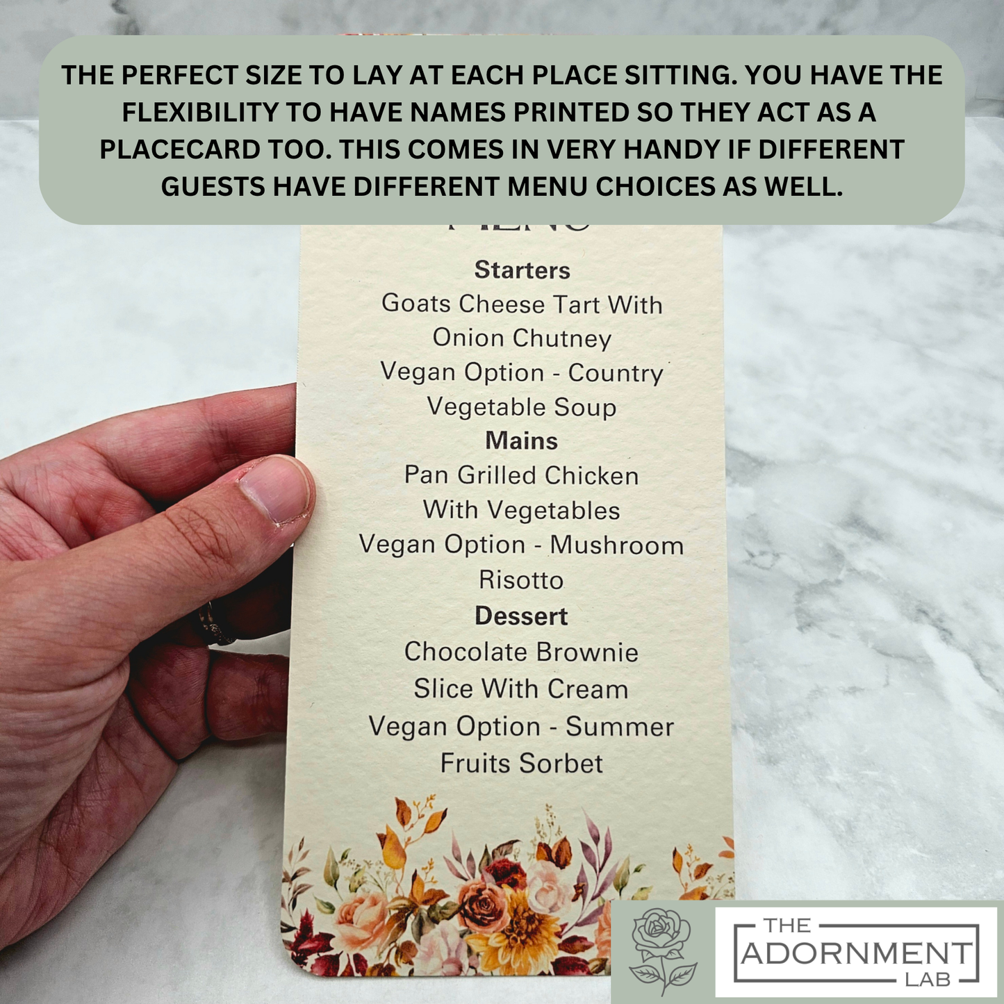 Autumn Fall Flowers Design - Slim Menu Cards (Without Guests Names)