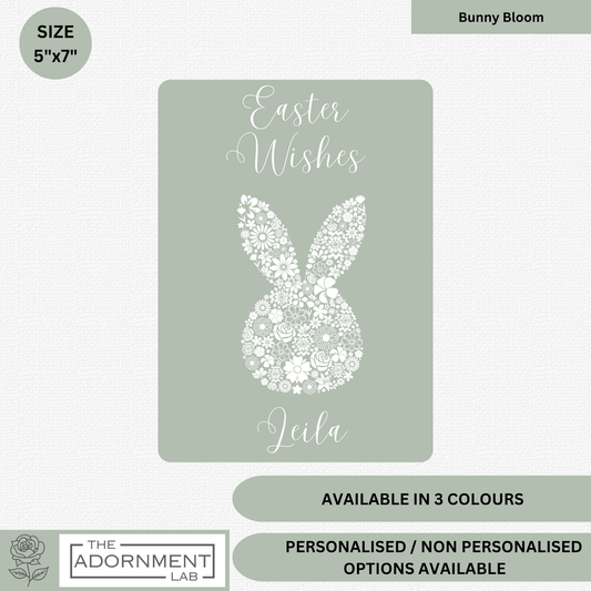 Bunny Bloom Silhouette - Easter Wishes - Greetings Card - Sage (Personalised)