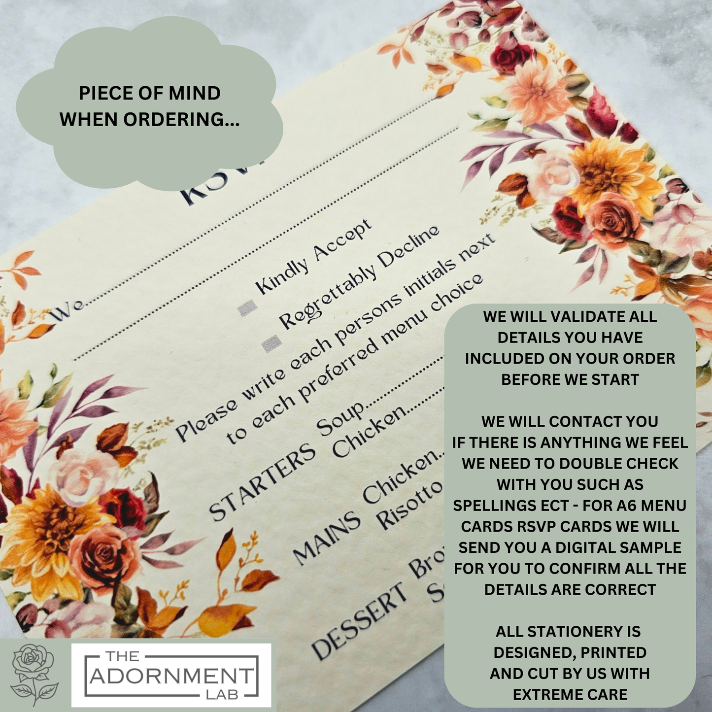 Autumn Fall Flowers Design - A6 RSVP With Menu Choices