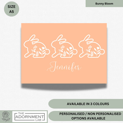 Bunny Bloom - A5 Art Print - Peach (Personalised)
